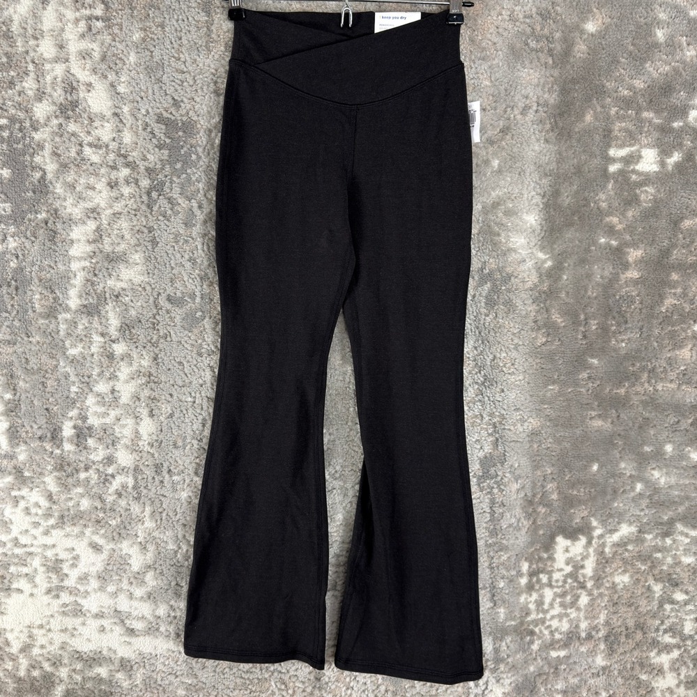 New Old Navy Size L (10-12) PowerChill Go-Dry High-Rise Flare Pants Black Girls